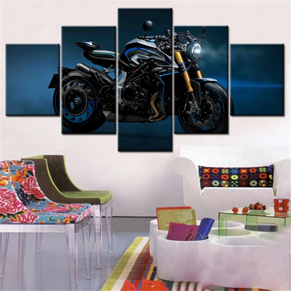 5 Pieces Canvas Wall Arts Poster Painting Bikes MV Agusta Rush Titanio 2026 Wallpaper Home Decor Picture Printing Living Room