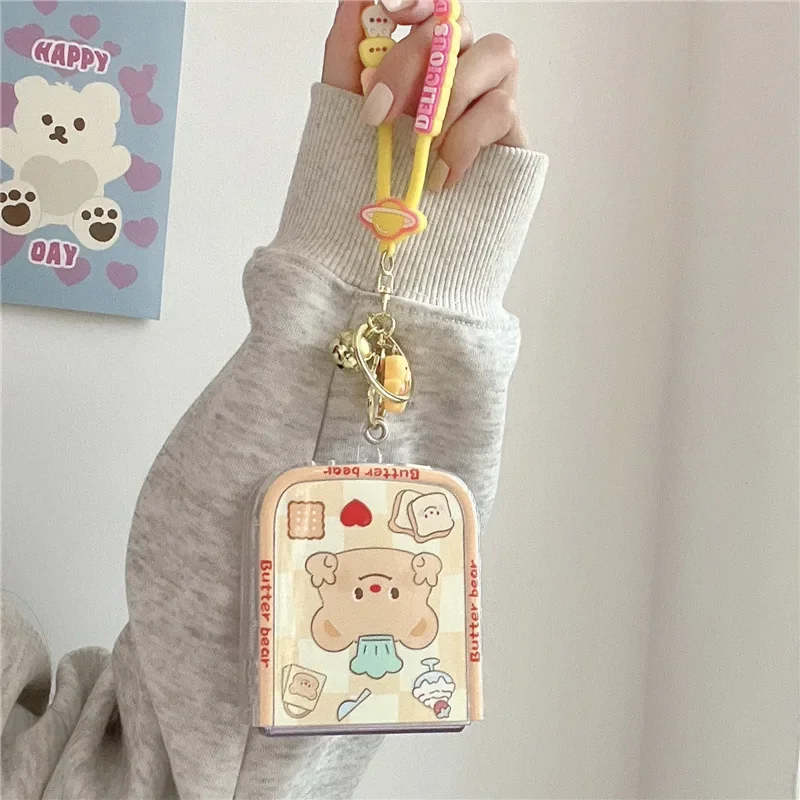 เคสโทรศัพท์ลายหมีสีเหลืองน่ารักสำหรับ Samsung Galaxy Z flip 6 5 4 3ฝาหลังป้องกันสำหรับ ZFlip4 ZFlip5 ZFlip6เคสผิวนอก