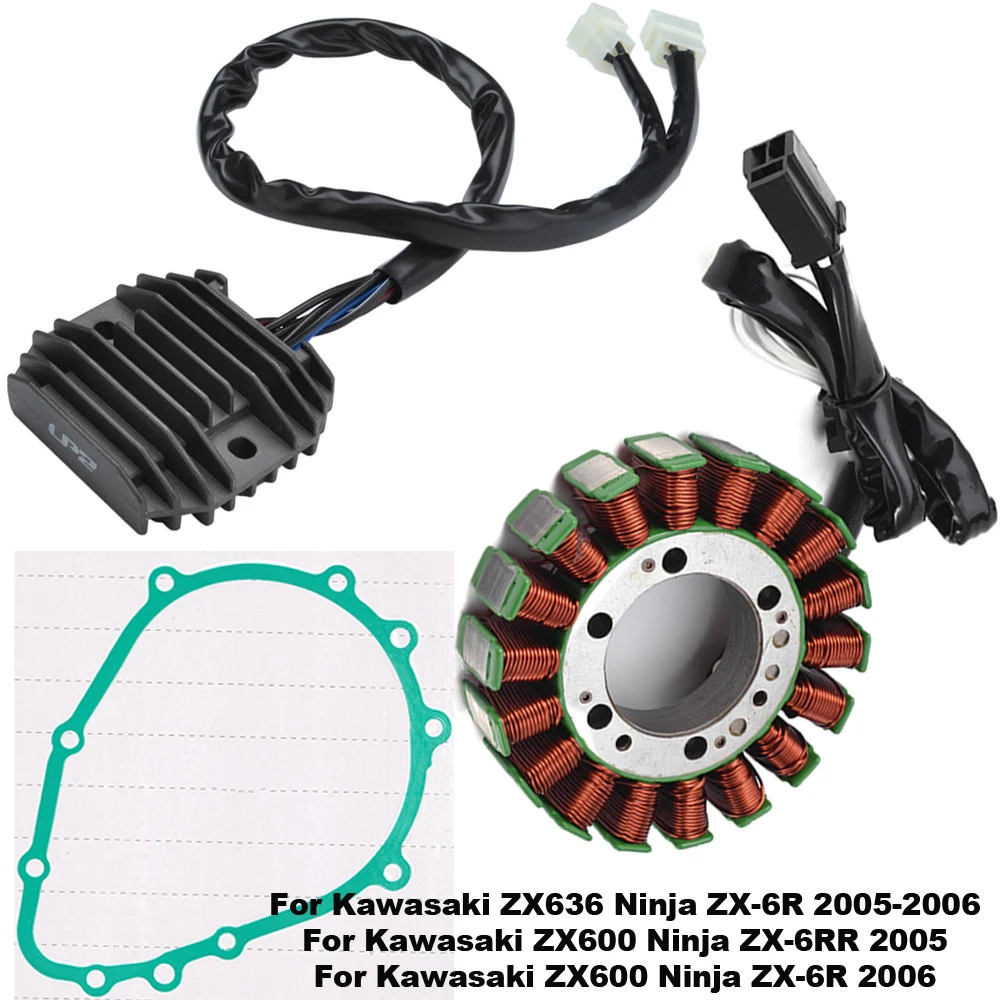 Junta de bobina de estator rectificador regulador de motocicleta para Kawasaki ZX636 Ninja ZX-6R 2005-2006 ZX600 Ninja ZX-6RR ZX 600 NinjaZX-6R