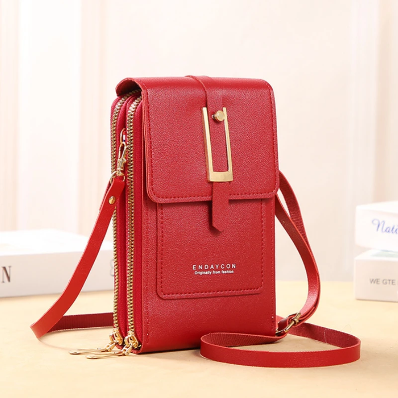 Bolsos de teléfono móvil con pantalla táctil para mujer, carteras de cuero suave, carteras de mano, bolsos cruzados para mujer, Bolso pequeño, bolsos baratos para mujer