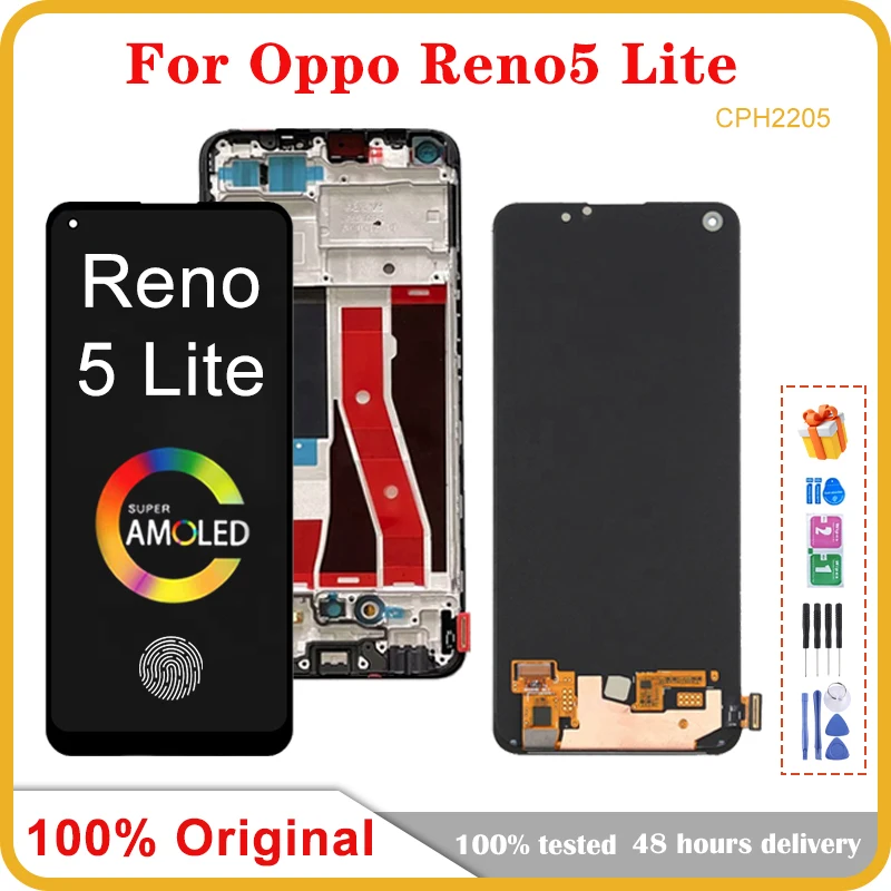 

6.43" Original For OPPO Reno5 Lite CPH2205 LCD Display Touch Screen Digitizer Assembly Replacement For OPPO Reno 5 Lite Display