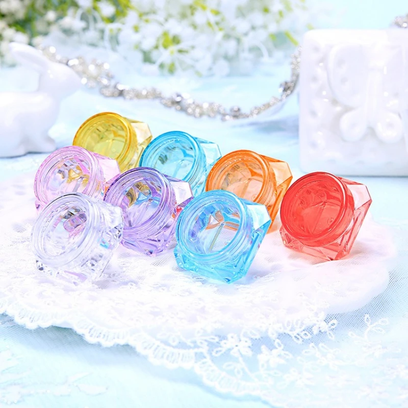 5 قطعة قابلة لإعادة الملء مانيكير بريق مسحوق صندوق فارغ صغير البلاستيك الماس على شكل كريم وجه جرة السفر مستحضرات التجميل الحاويات زجاجة #4