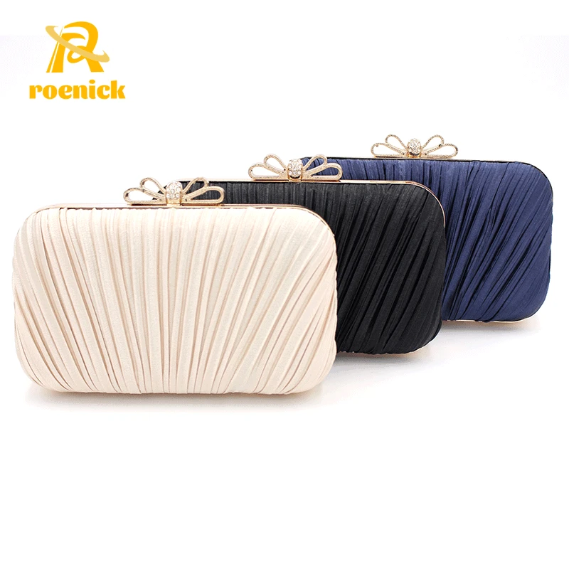 

ROENICK Women Dinner Party Pleated Day Clutch Dress Party Square Evening Bags Female Solid Color Party Cocktail Phone Handbags