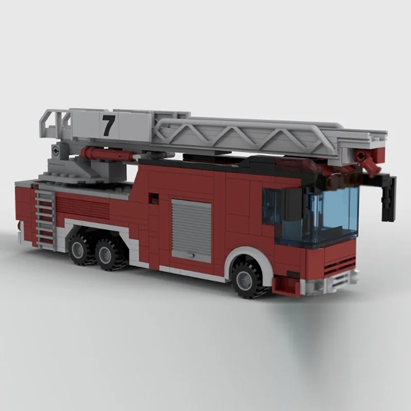 Urban Rescue Vehicles Model MOC Building Bricks Firedome Aerial Ladder Truck Modular Technology Children Gift Assemble Toy Suit