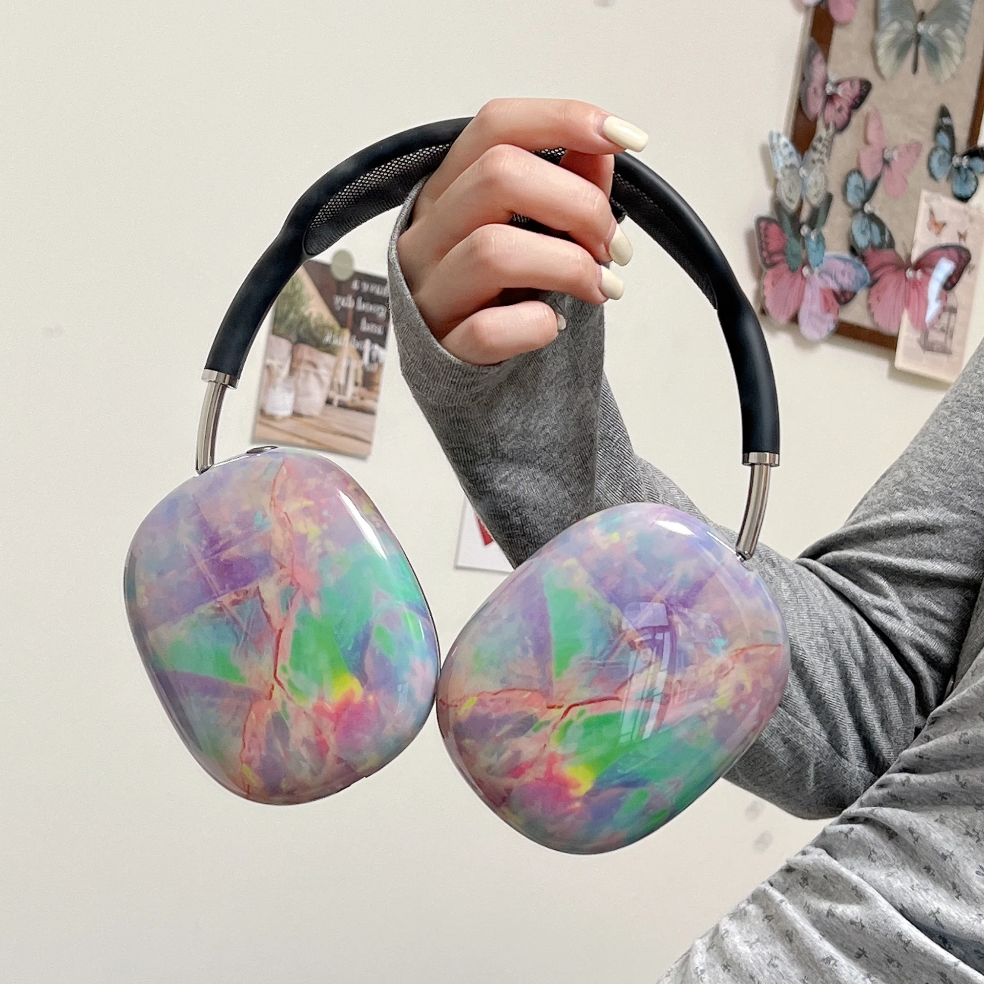 Suitable for Apple Airpods Max protective case, transparent TPU soft shell, Bluetooth earphone headset, fashionable and trendy a