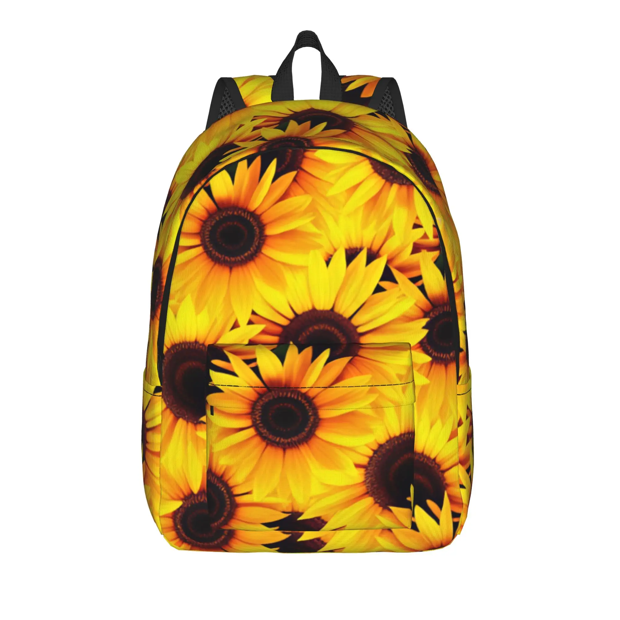 Sunflower Bloom Cluster Backpack Male  Durable Backpacks Polyester Aesthetic High School Bags Outdoor Custom Rucksack
