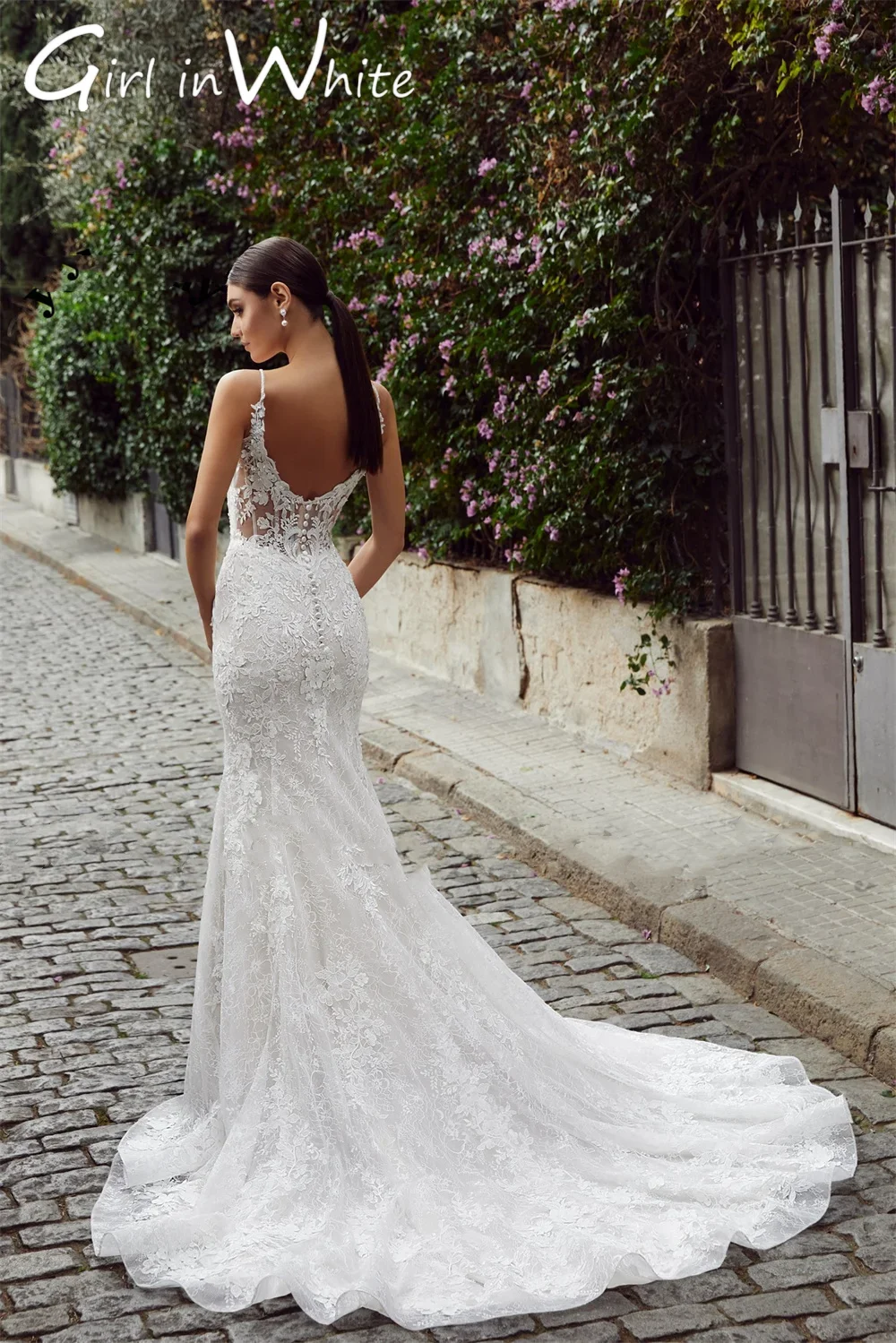 ชุดเดรสเมอร์เมดลูกไม้ 2025 ที่กําหนดเองVคอชุดเจ้าสาวBacklessลูกไม้Appliquesสําหรับผู้หญิงElegant Vestidos De Novia