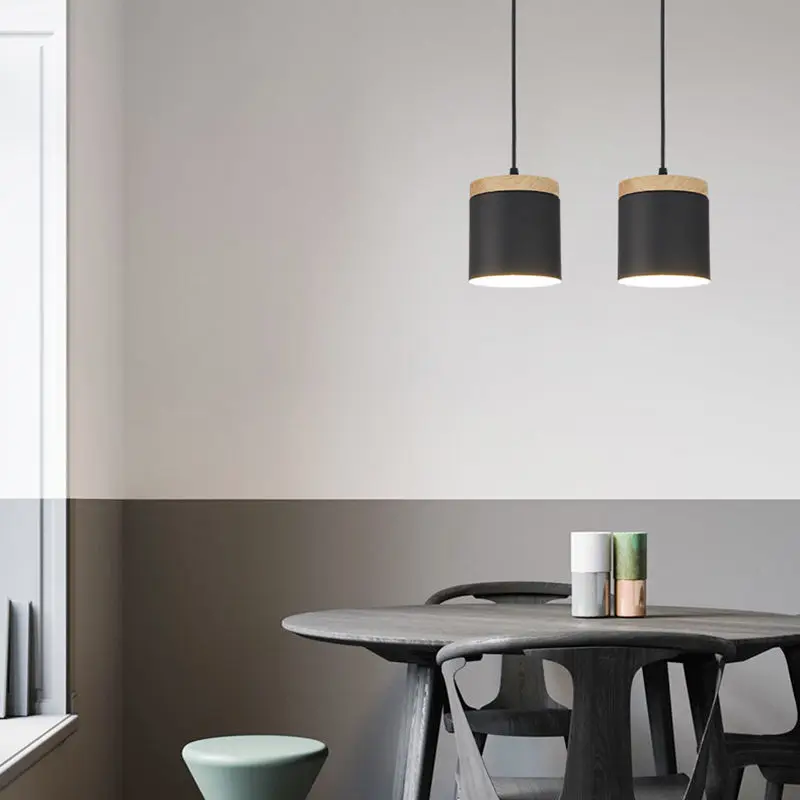 Nordic Modern Wood Pendant Light E27 Living Room Bar Dining Table Bedside Decorative Lighting Fixture