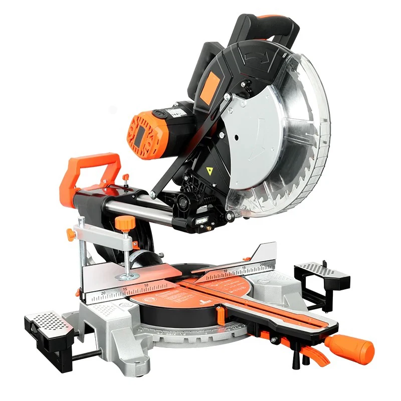 Wood & Aluminum Cutting Tool 12 Inch (305mm) Sliding Miter Saw - Single Bevel 45° with Laser LED Light Electric Cutter