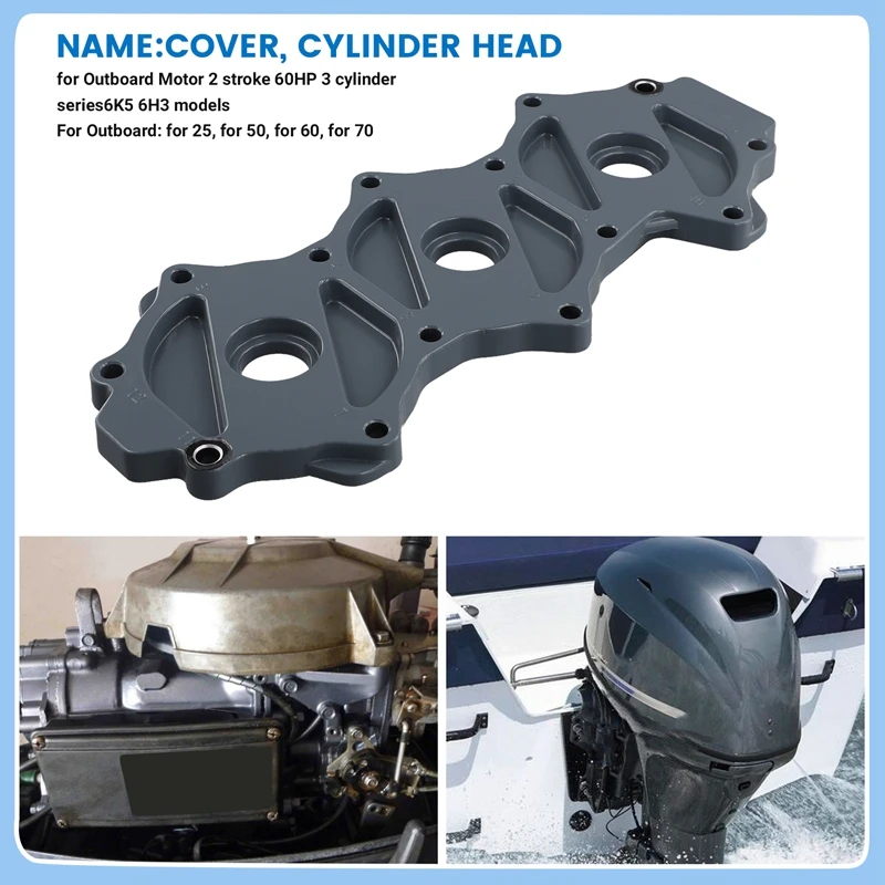 6H3-11191,6H3-11191-00-9M Cover Cylinder Head For Yamaha Outboard Motor 3 Cylinder 60HP 70HP 6K5 6H3 Series