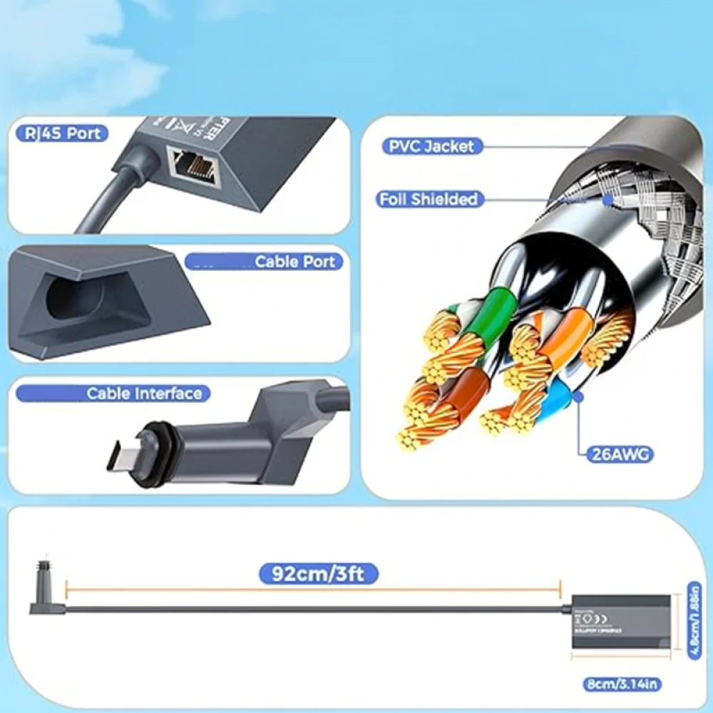 V2 To RJ45 Ethernet Adapter Converter For TV PC High Speed Network Connector Stable Wired Lan Internet Access