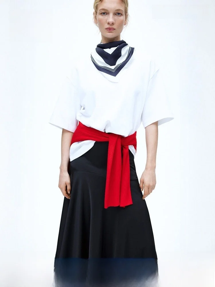 

Новая летняя женская атласная юбка-полусолнце из твила с завышенной талией, облегающая, фасон «рыбий хвост», из смесового полиэстера, вискозы и льна H&M 1332739