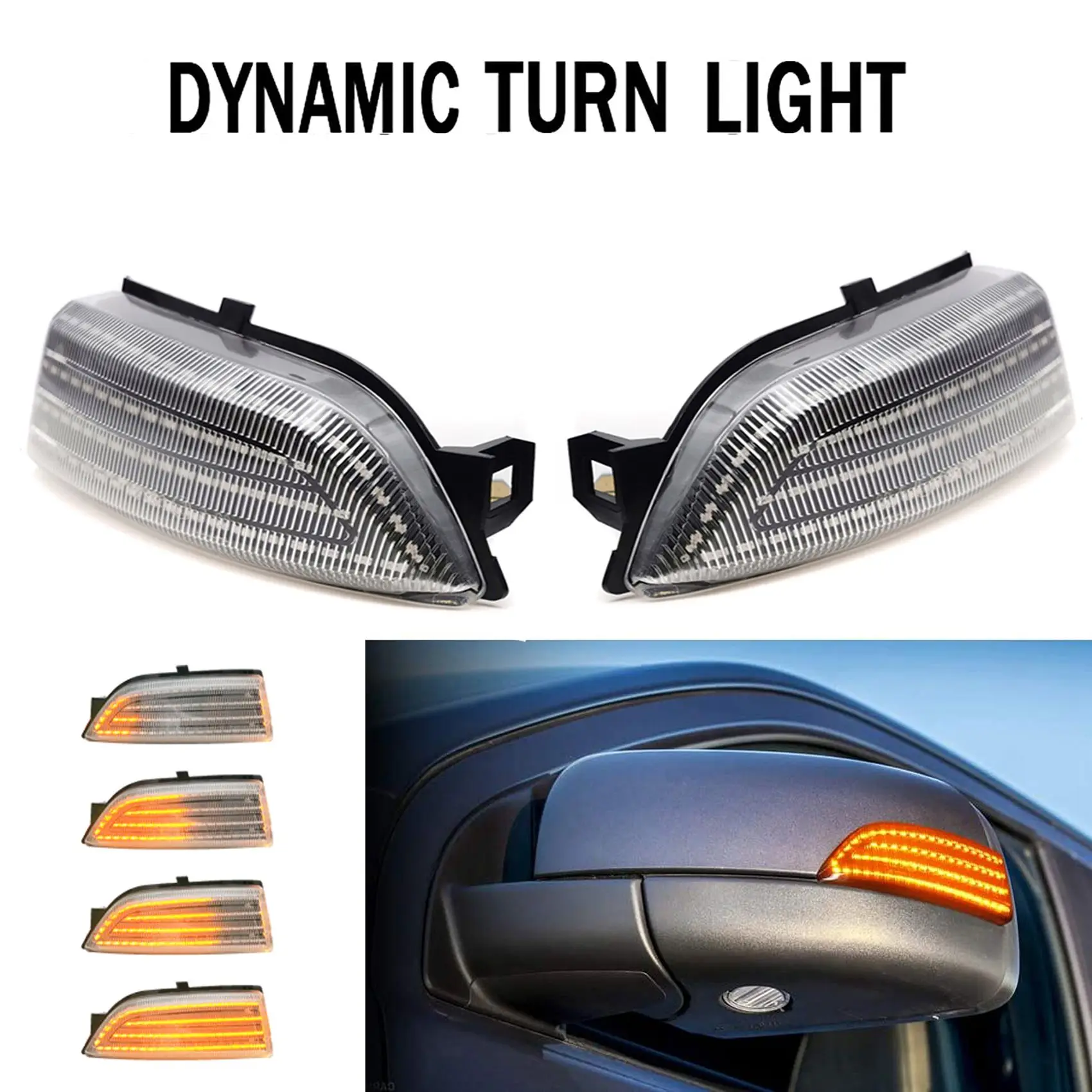 Car Dynamic LED Turn Signal Rearview Mirror Lights Blinker for Ford Everest 2015-2019 Ranger T6 Raptor Wildtrak Clear