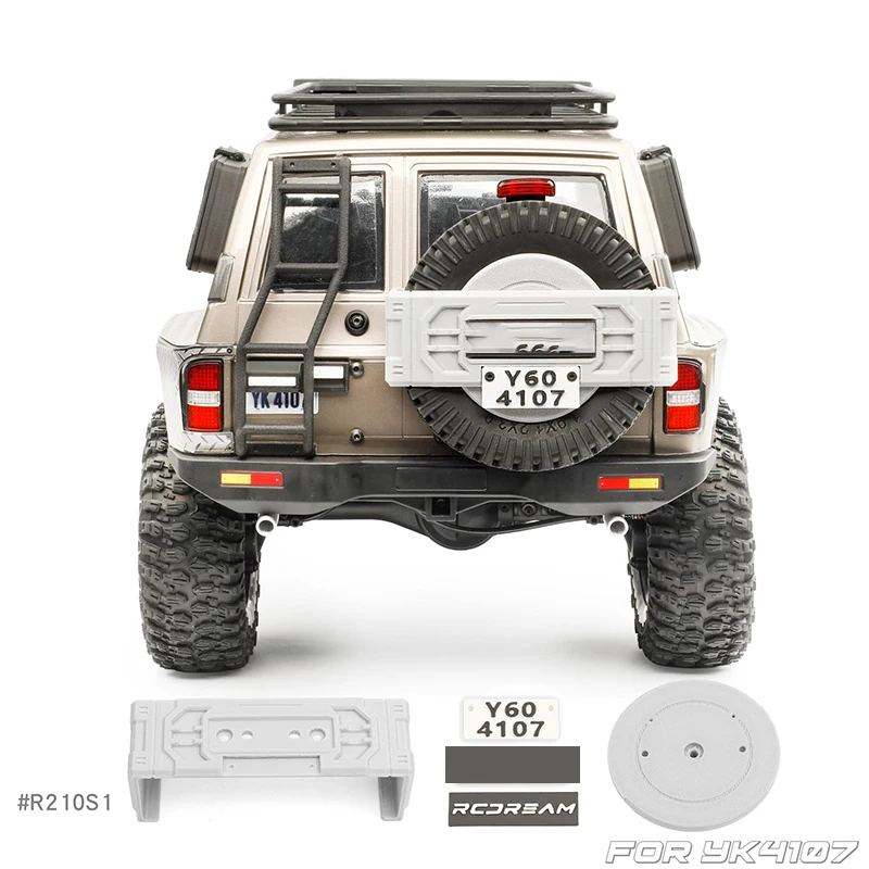 Spare Tire Bracket Spare Tire Cover Decorative Cover Rear Fog Light Tail Light License Plate Tail Mark for 1/10 YK4107 DIY Part