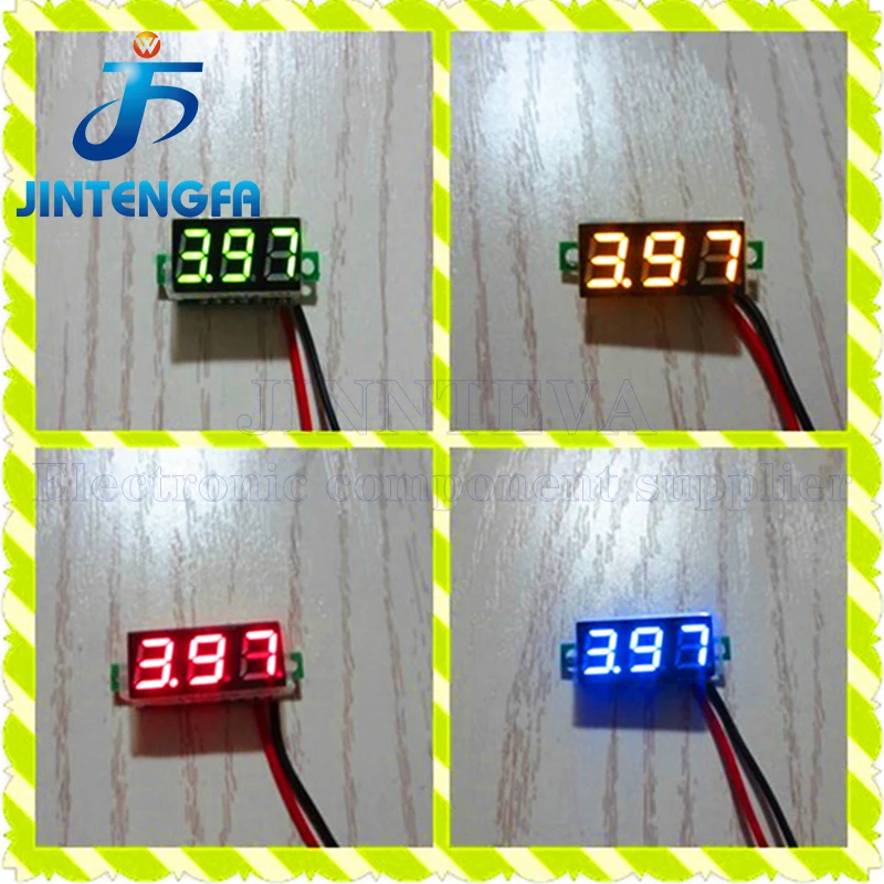 Mini Digital Voltmeter 0.28Inch Three-Line 0-100V Digital Voltmeter Gauge Tester LED Display Panel Voltmeter Durable type