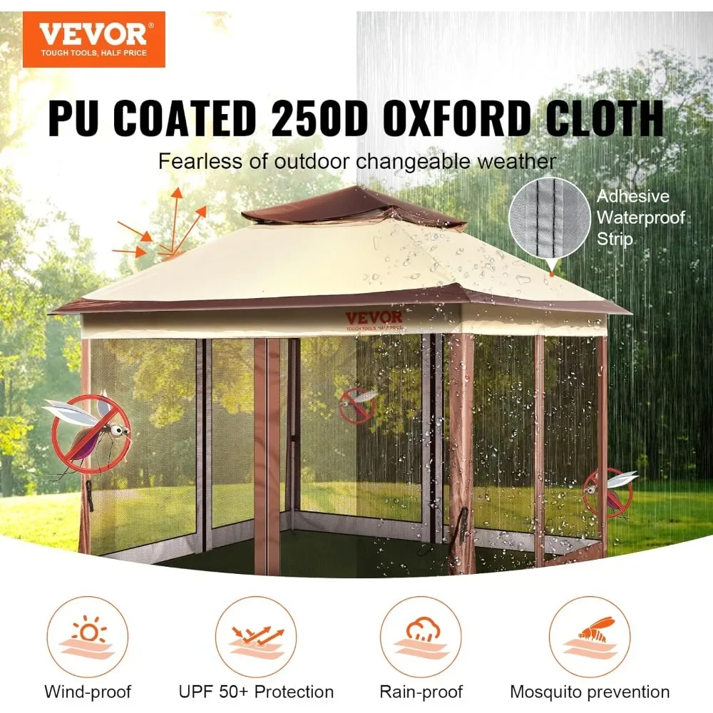 Imagem -03 - Pop up Gazebo para Pátio Gazebo para 810 Pessoa com Mosquiteiro pu Revestido 250d Oxford Pano Pátio Guarda-chuvas Tendas 11 x 11ft