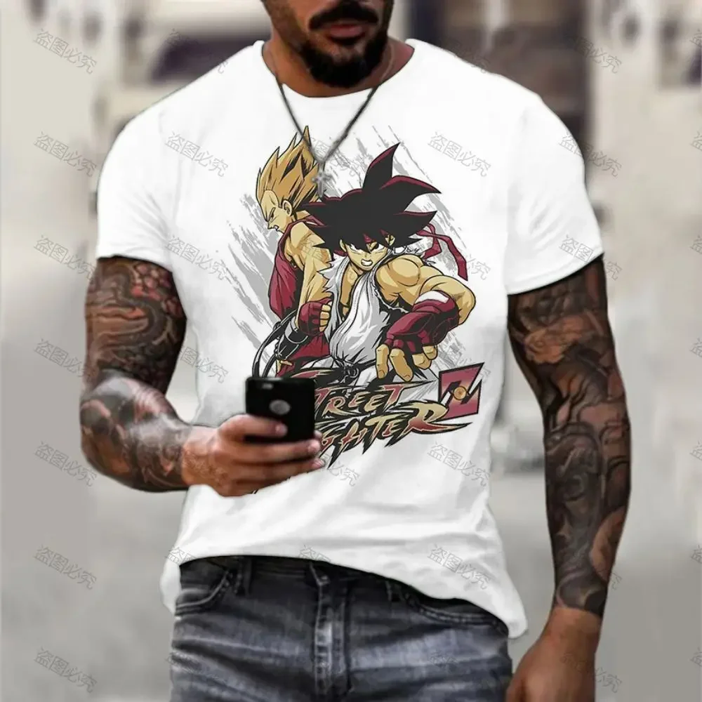 2024 Vegeta Men's T Shirt Goku Dragon Ball Z Trend Streetwear Gym Anime Fashion Parent-child Wear Short Sleeve Tops High Street