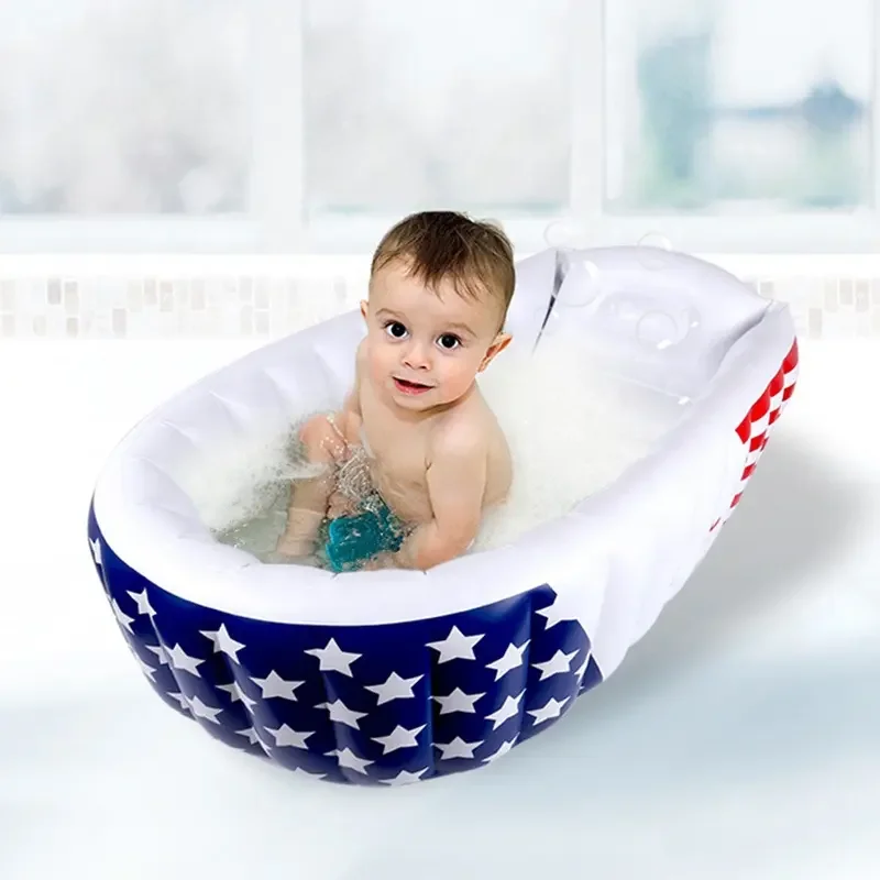 

Newborn Baby Bath Seat Blue Cartoon Shape Foldable Portable Travel Inflatable Babies Bath Bathtubs To Give Bath Products