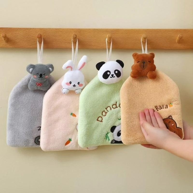 Animal Themed Kids Hand Towels Soft Absorbent Coral Velvets Quick Drying Towels for Kitchen and Bathroom