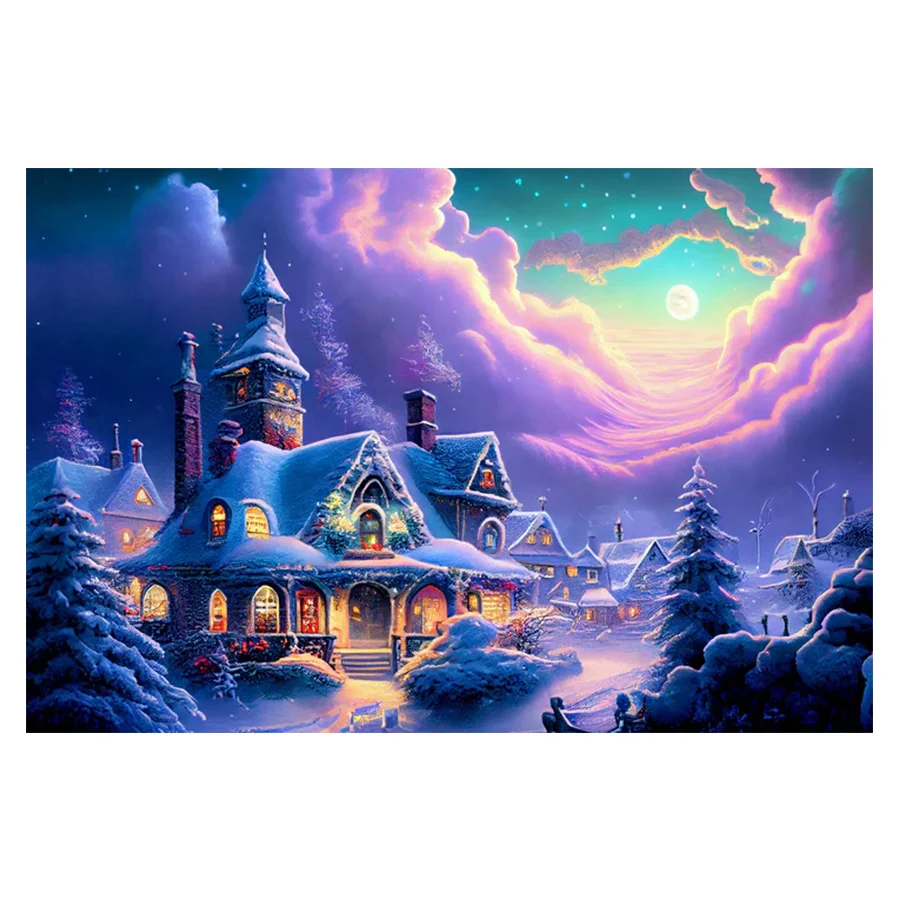 Diamond Painting DIY Castle in Snow Drill Embroidery Cross Stitch Kit Diamond Mosaic Rhinestone Picture Handmade Craft