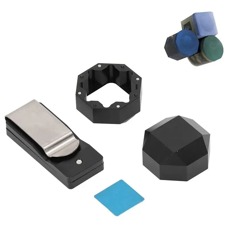 ABJX Billiard Cue Chalk Holder with Clip,2 Layers Octagonal Billiard Pool Cue Chalk Holder Universal for Billiard Supplies DROP