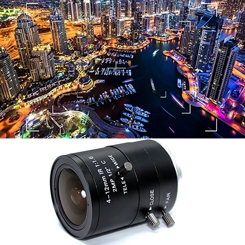 2MP เลนส์กล้องถ่ายรูป4-12มม. F1.6 C-Mount 1/2รูรับแสงด้วยตนเองเลนส์อุตสาหกรรมสำหรับอุปกรณ์ถ่ายภาพ