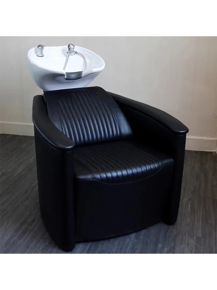 Stainless Steel Sitting Shampoo Chair  Hair Salon Flushing Bed Hair Saloon Dedicated Hair Bed Half Lying Short Mini Machine