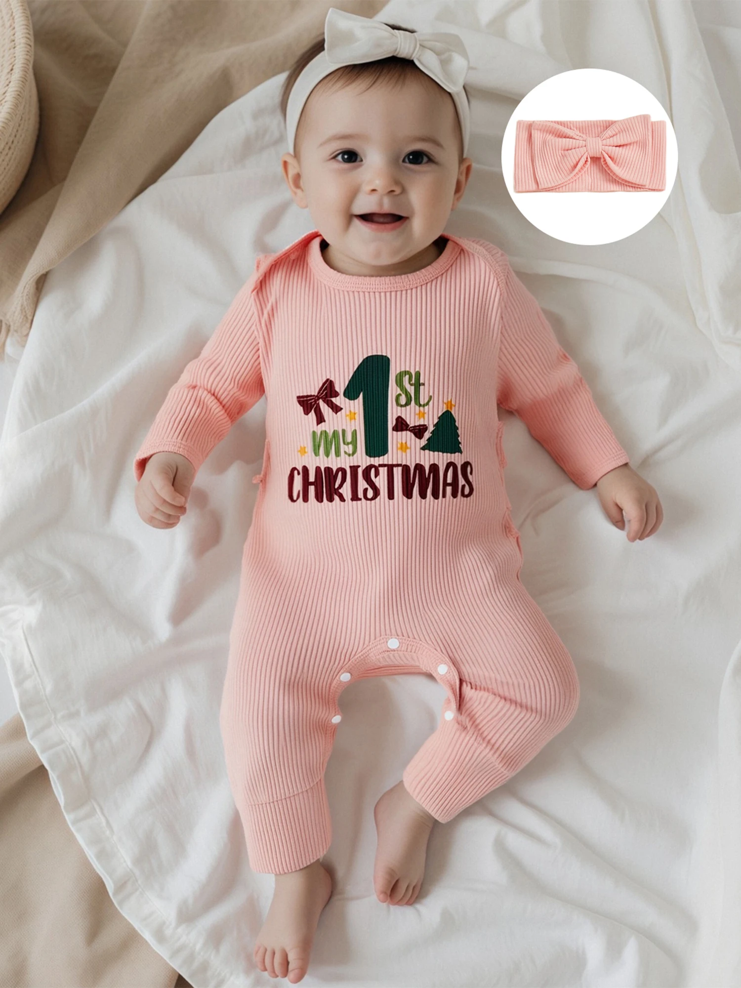 

Infant Baby Boy Romper Winter Snowflake Print Long Sleeve Jumpsuit with Hat Set Christmas Outfit for Newborns