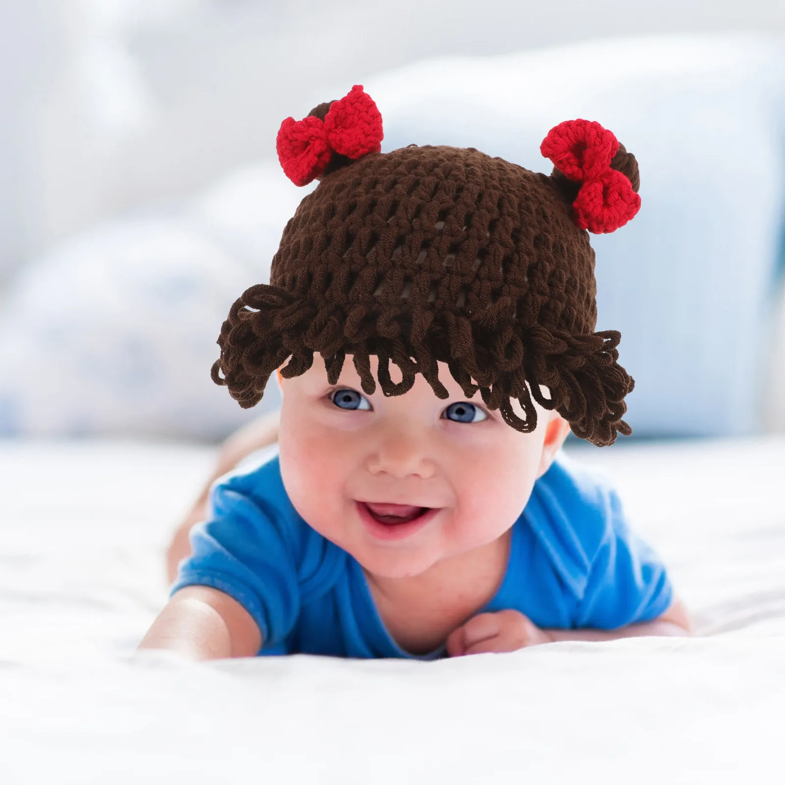 

Милая вязаная зимняя теплая шапка для девочек, мягкая, удобная, эластичная, с отворотом, для новорожденных, праздничный подарок, аксессуар