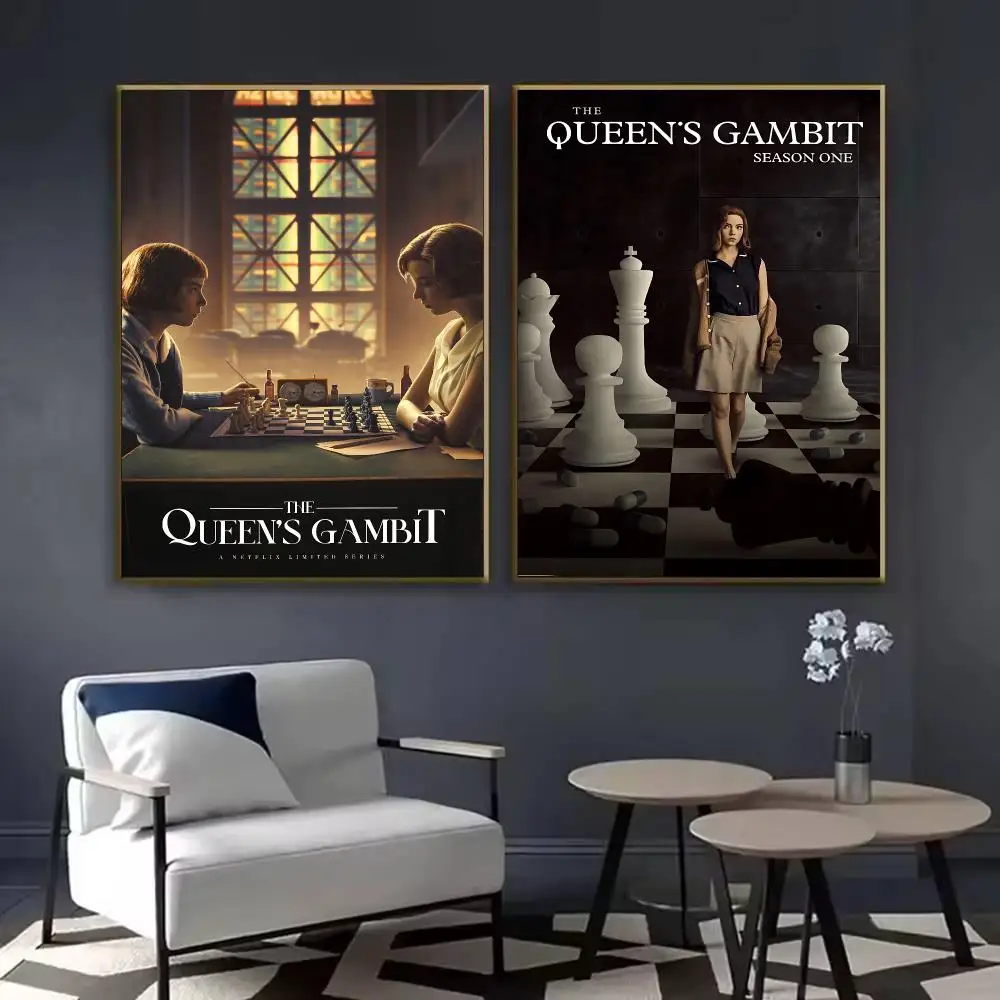 The Q-Queens Gambit Poster Waterproof Sticky Wall Art Print For Bedroom Living Room Hallway Bar Home Decor