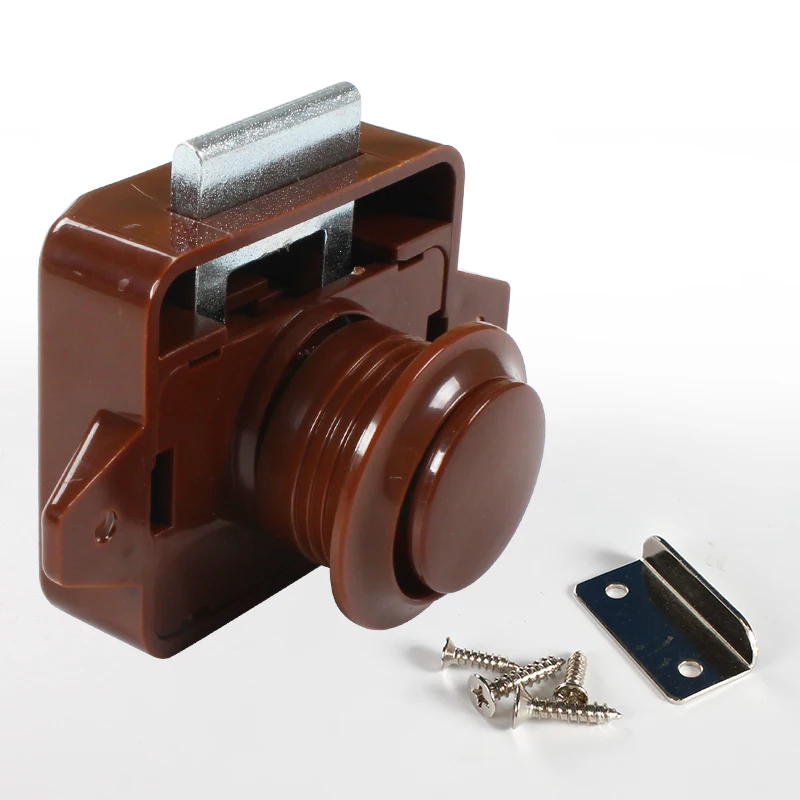 in Storage Factory Price Cut-out Size 26mm 2pc/box Brown Color Push Knob Lock RV Cabinet Push Lock