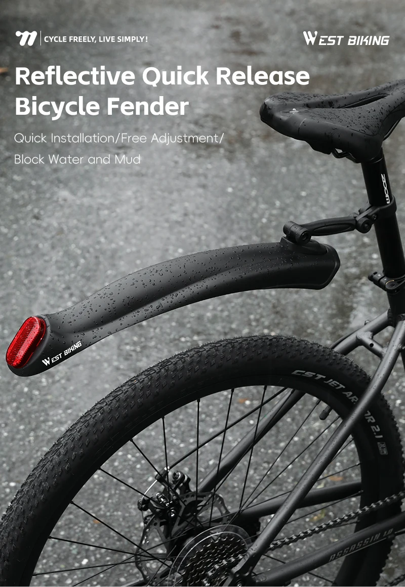 WEST BIKING Fahrrad-Schutzbleche MTB Schmutzschutz Erweiterter Schutz Winkelverstellbar für 26 27,5 Zoll Mountainbike Straßenfahrrad Faltrad Teile – Detail 1