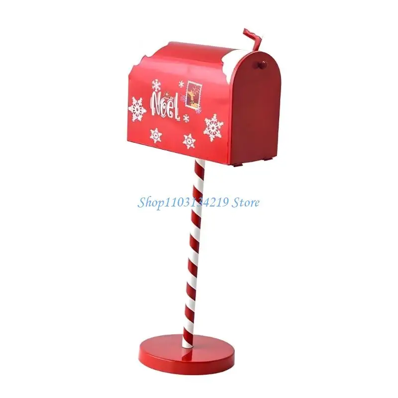 N5KC Christmas Party Decoration Metal Mailbox With Removable Poles Storage Design