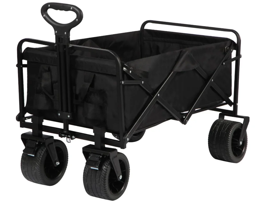 Vagão dobrável portátil dobrável com alças push pull ajustáveis vagão de jardim carrinho de praia resistente grande capacidade