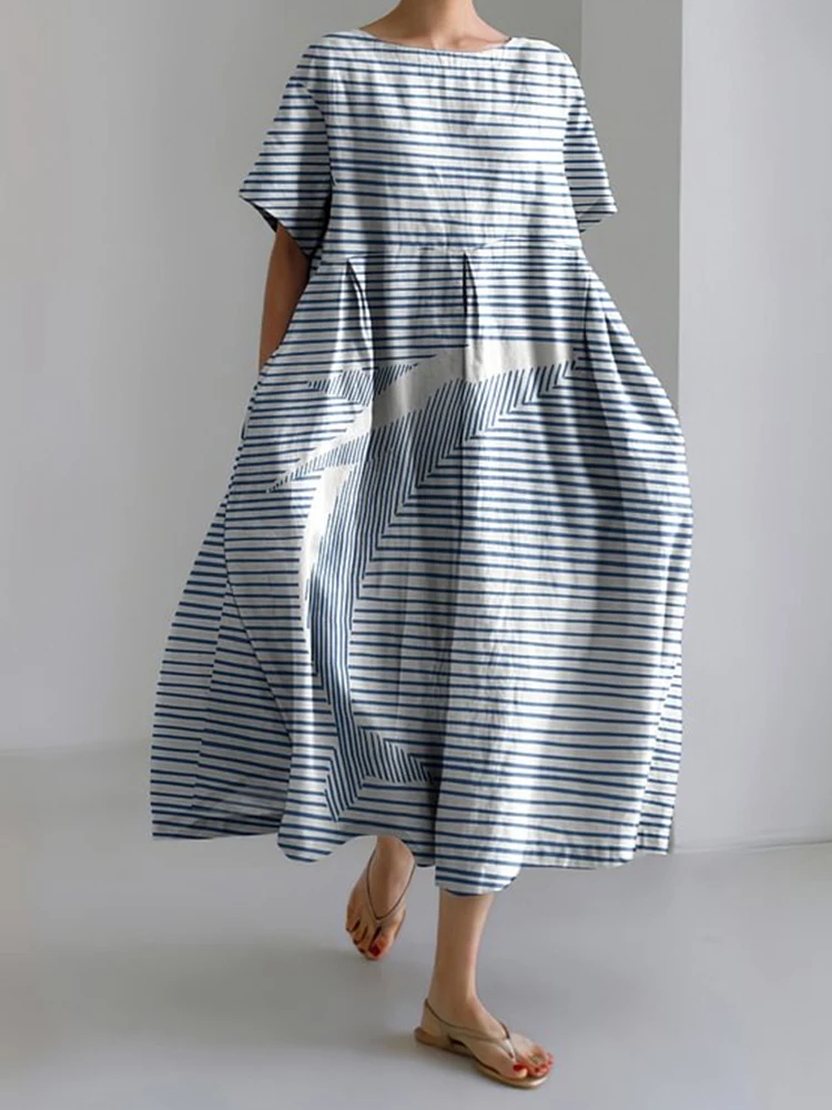 

Holiday Casual Elegant Floral Print Dress Summer Women's Round Neck Short Sleeve Dress Plus Size Pocket Elegant Party Dress