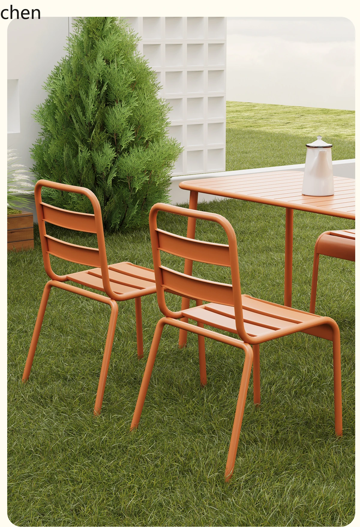 

HXL outdoor wrought iron garden courtyard dining chair balcony B & B villa dining table and chairs