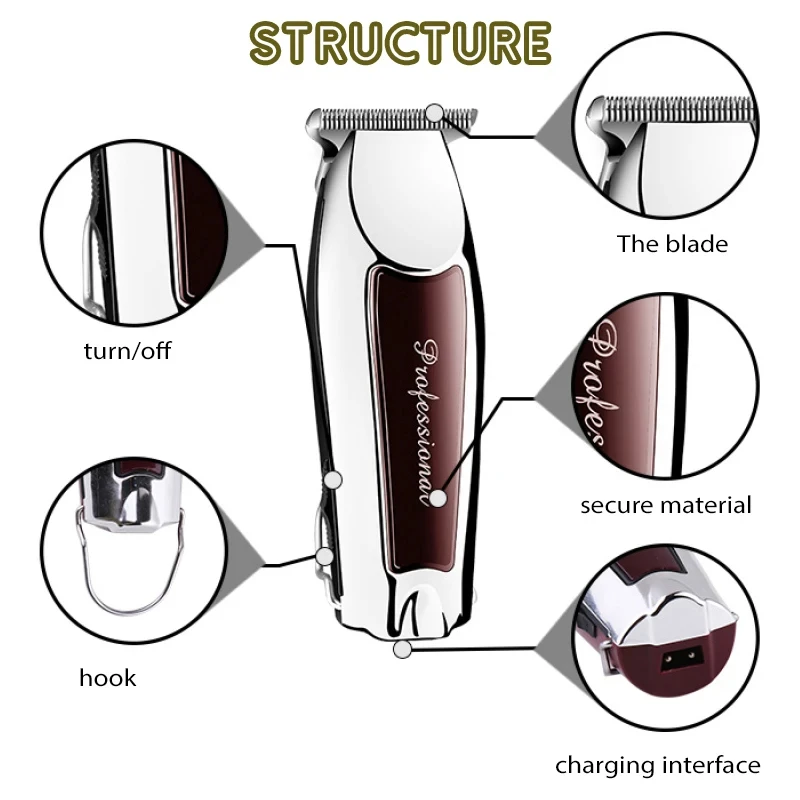 Kemei KM-9163 USB Rechargeable Professional Men Hair Trimmer Electric Low Noise Cordless Haircut Machine image 6