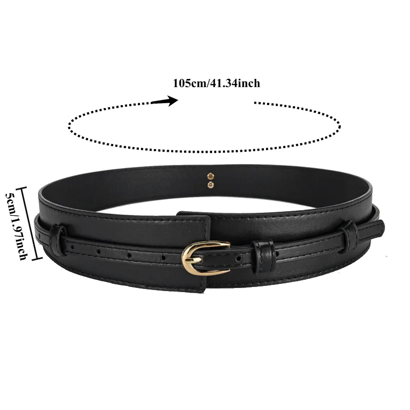 Fashionable Retro High-End Wide Waist Belt Trendy and Elegant Alloy Buckle, Slim Leather Belt Versatile Women’s Waist Belts