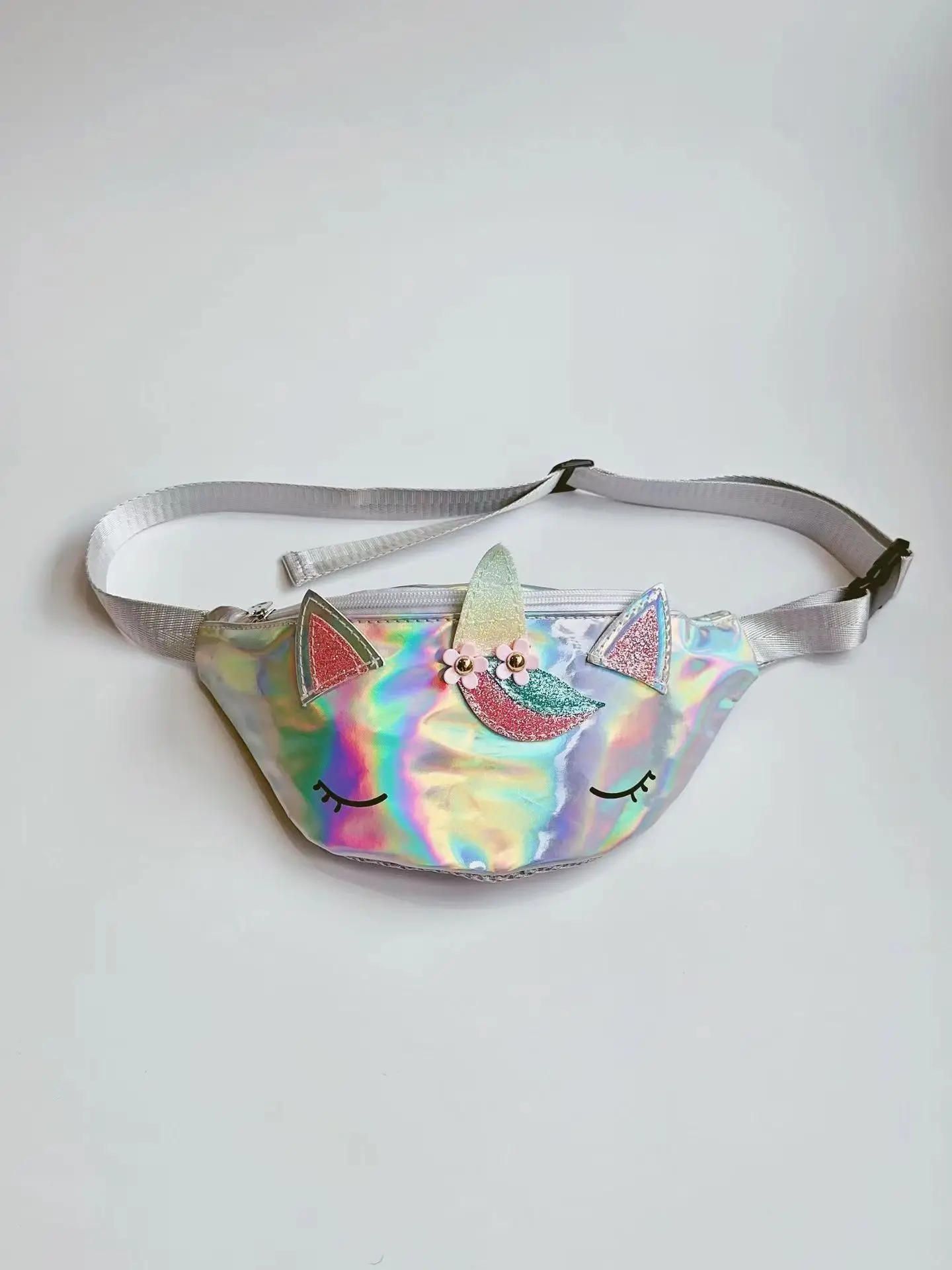 Children's Fashion Bag Laser Colorful Cartoon Unicorn Kids Cute Adjustable Waist Bag Toddler Accessories