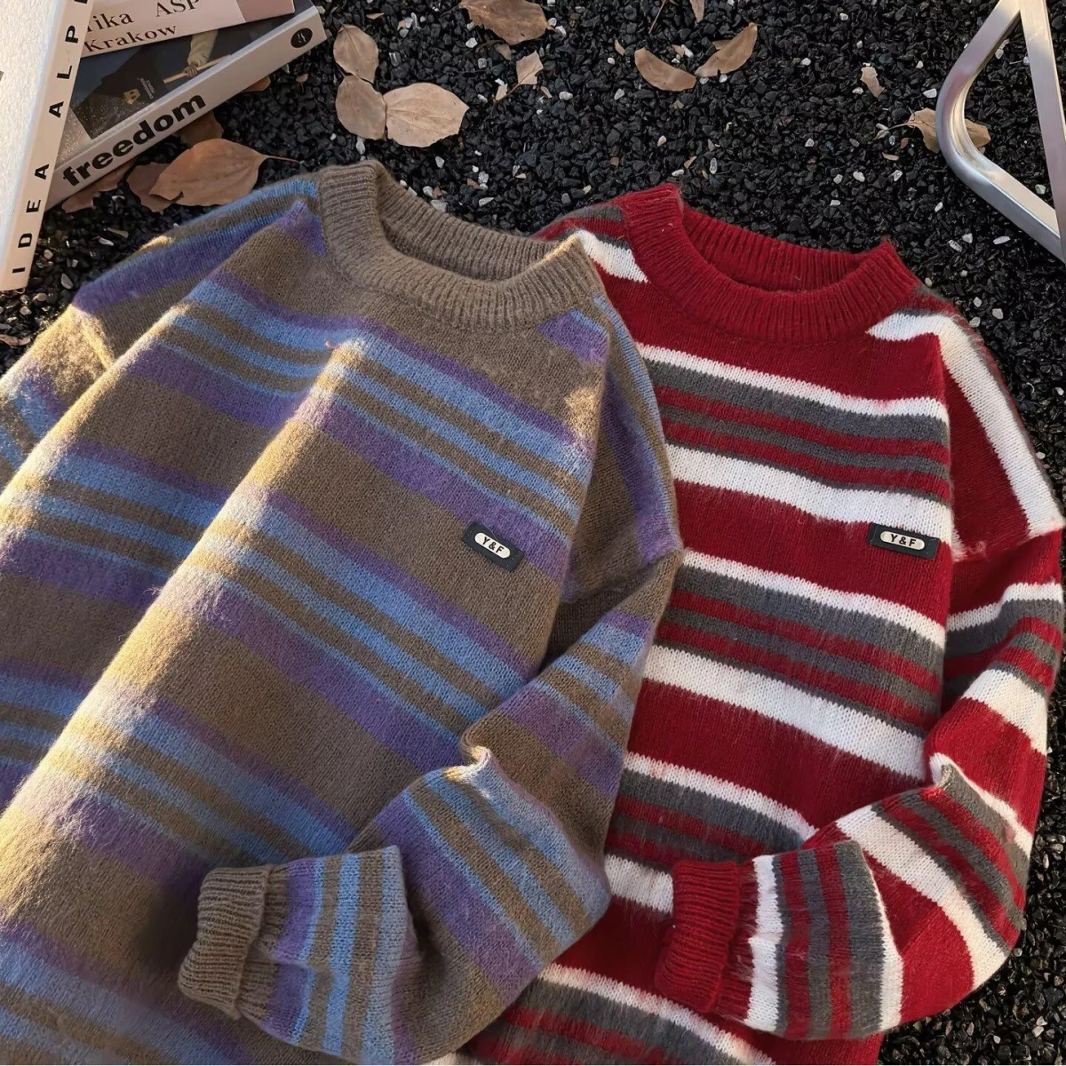 

American Sle V-Ne Knitted Sweater Cardigan Men's Color Casual Loose Fit Winter Outerwear Soft Polyester Fiber