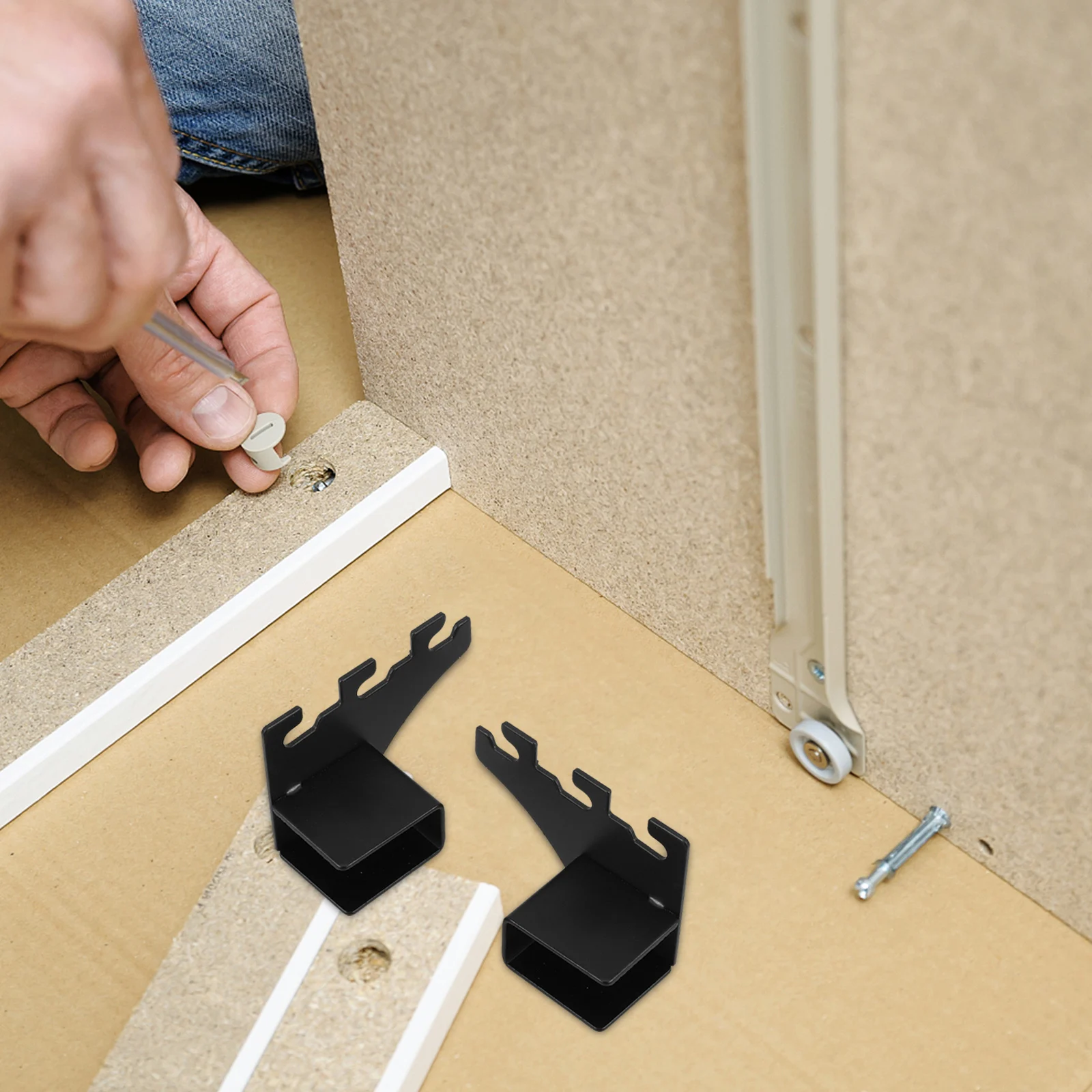 

2pcs Support Pins Metal Bracket Cabinet Clips Pilaster Shelf Support For Metal Shelving Black Durable Stainless Steel