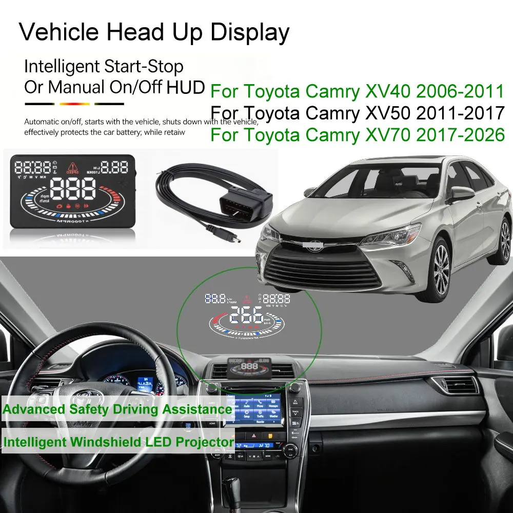 Car HUD Head Up Display For Toyota Camry XV40 2006-2011 XV50 2012-2017 XV70 2018-2026 Auto Electronics Accessories