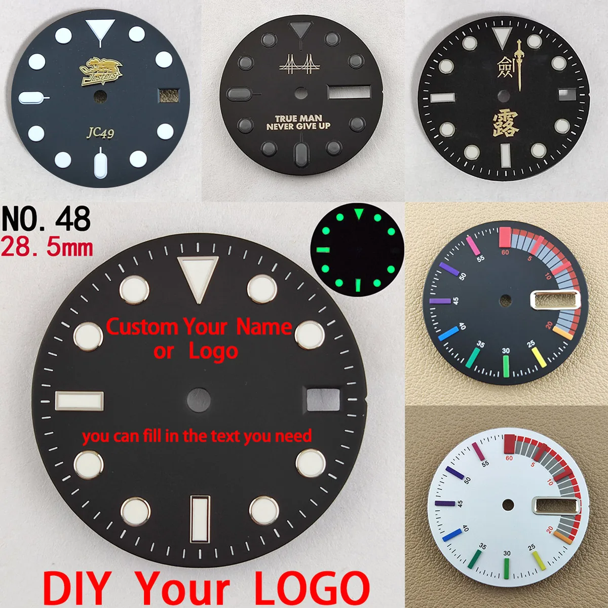 Custom Logo Laser Print Name/Logo Watch Dial Diy Dial Fit NH35 case nh36 case NH35 dial NH36 dial nh35 watch case nh36 Movement