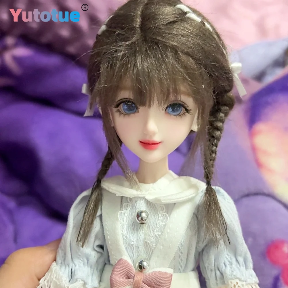 YUTOTUE 12 inch BJD Girl Doll Handmade Makeup Face Lifelike Dress Shoes Hair Removable