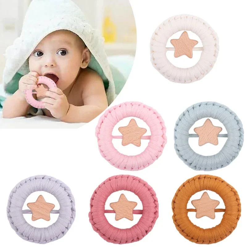 

Kissteether New Baby Products Cartoon Star Gum Pure Handmade Cotton Woven Bell Toy Hand Grip Exercise For Babies