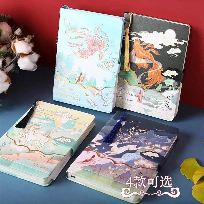 Chinese Style Beautiful Ancient Hand-painted Color Page Book Retro Pretty Notebooks Kawaii Stationery A5 Notebooks for Students