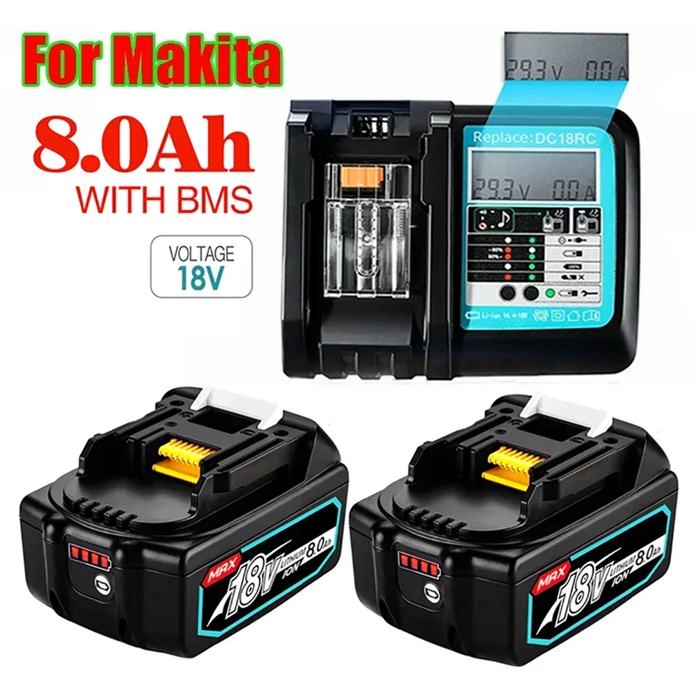 

Latest Upgraded BL1860 Rechargeable Battery 18 V 8000mAh Lithium ion for Makita 18v Battery BL1840 BL1850 BL1830 BL1860B LXT 400