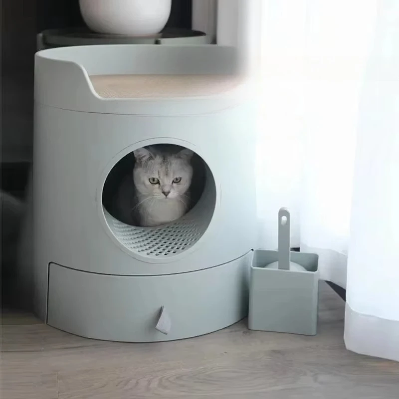 

Cat Toilet Oversized Semi-enclosed Cats Litter Box Cat Litter Tray Prevent Spatter Odor Pet Products Supplies Accessories