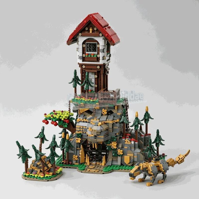 2847PCS Fantasy Woodland Alchemist Tower Building Blocks Hidden Cave House Model DIY Assembly Set Creative Display Festival Gift