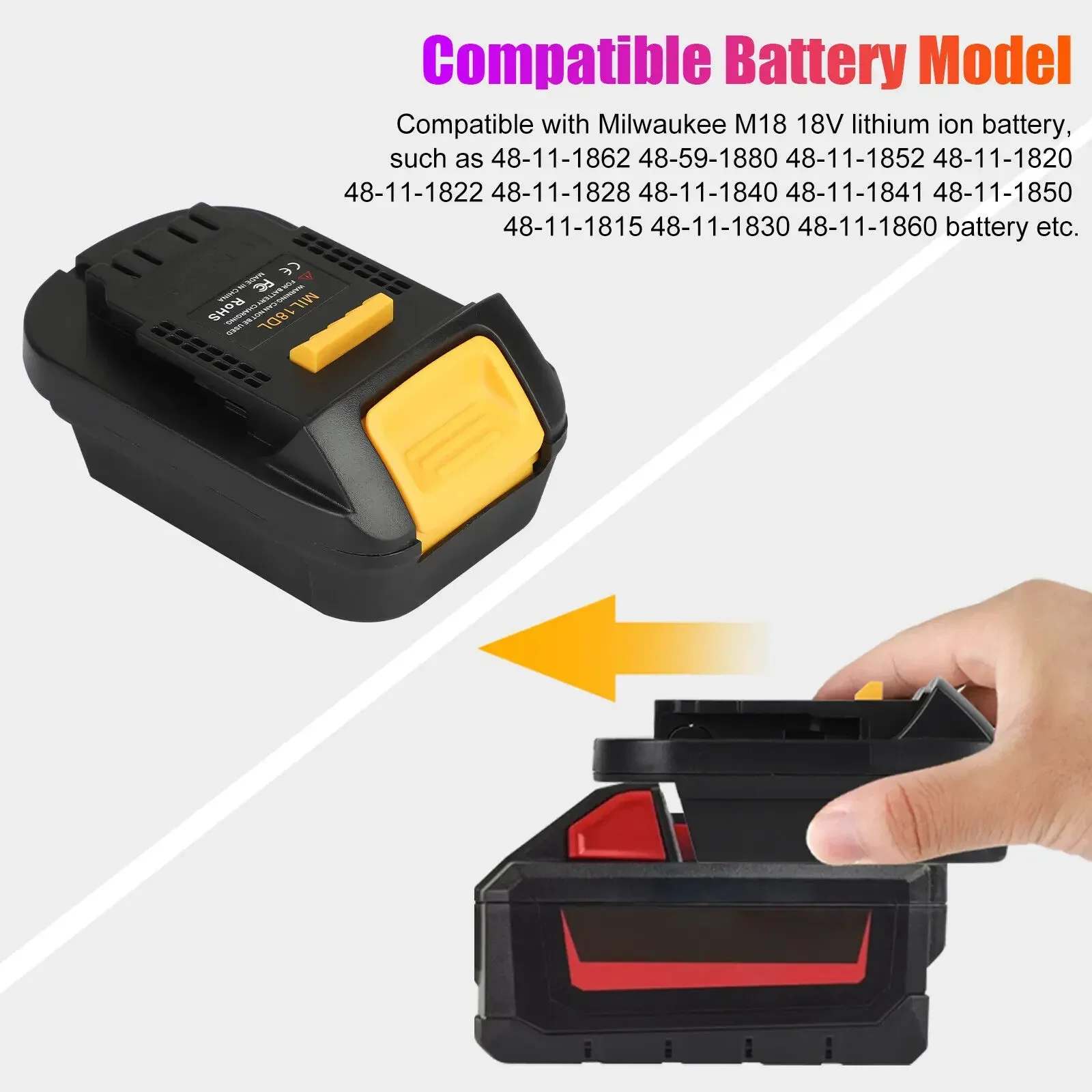 MIL18DL Battery Adapter for Milwaukee 18v Lithium Battery Convert to for DeWalt 18V 20v Max Lithium Power Tools Battery Adapter